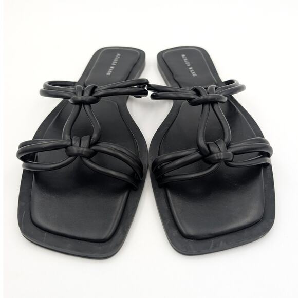 Azalea Wang Stetson Tubular Straps Knot Flat Sandals Womens Black Size US11 EU41 - Picture 2 of 12